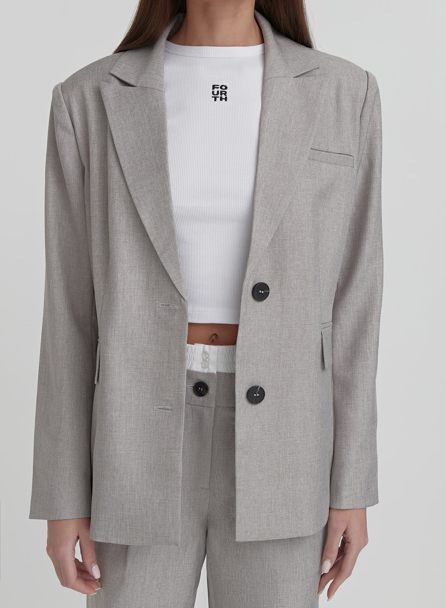 Grey PVE Tailored Oversized Blazer